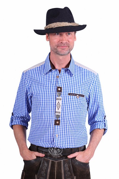 verkoop - attributen - Kledij - Tirolerhemd Hans Blauw